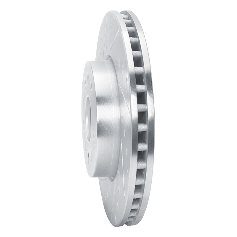 Cadillac CT6 Brake Rotor (1) - Front Left - R1 Concepts - Drilled & Slotted - Silver - `14-`20